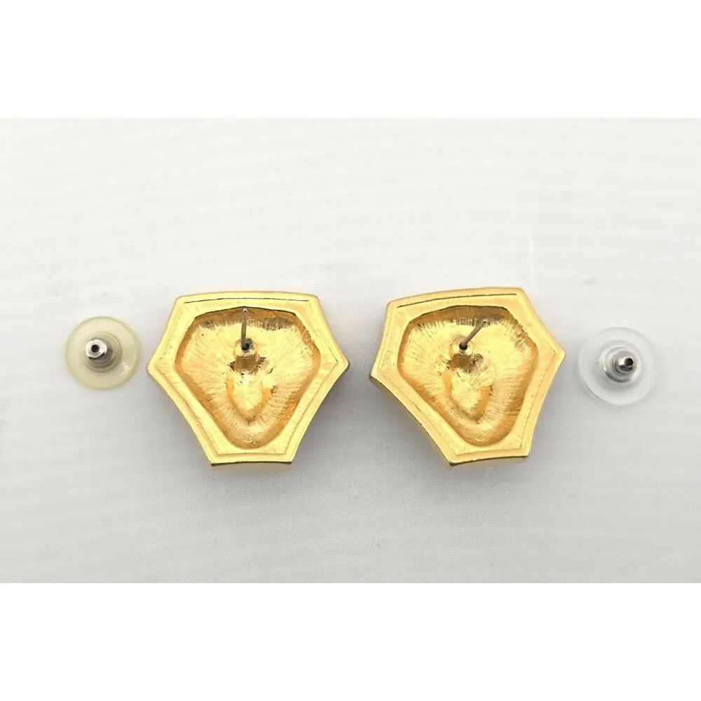 Vintage Lion Head Earrings Necklace Set Gold Tone 18